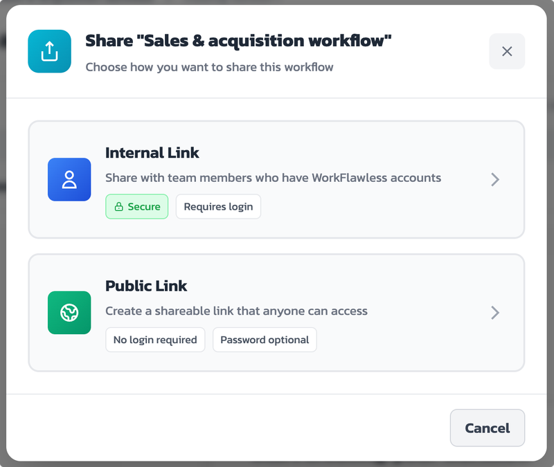 Share link options