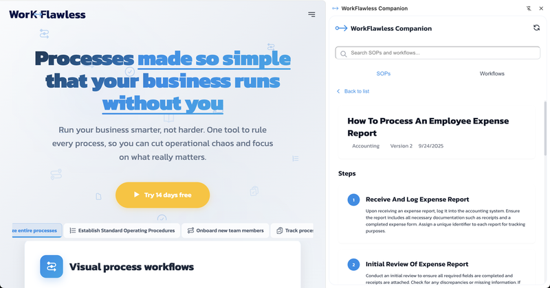 WorkFlawless SOP Chrome extension