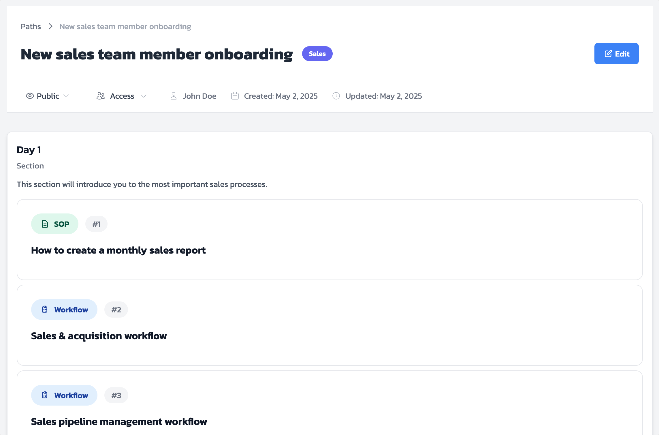 Custom onboarding path